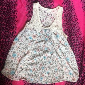 Cream Floral Lace Tank